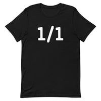 One of One Black Unisex T-Shirt On A White Background