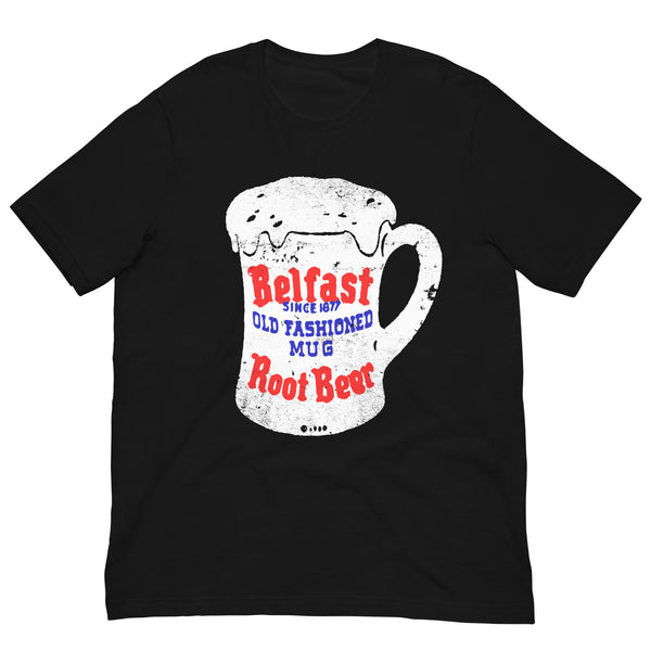Vintage Retro Graphic Belfast Old Fashioned Mug Root Beer Unisex T-Shirt Black
