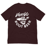 Vintage Retro Graphic Vegas Vic Root Beer Unisex T-Shirt Oxblood Black