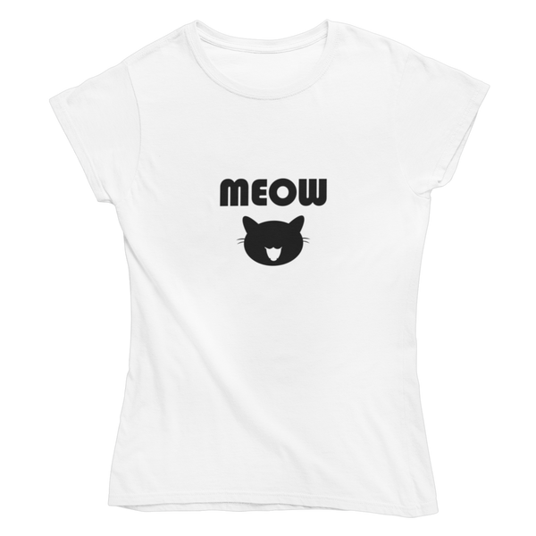 Cat Meow Short Sleeve Women's T-Shirt - white